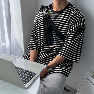 Short-sleeve Striped Short T-shirt