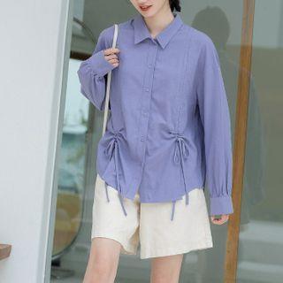 Drawstring Shirt Purple - One Size