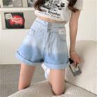 Gradient Roll-up Denim Shorts