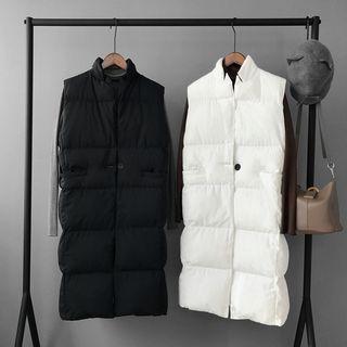 Single-button Padded Long Vest