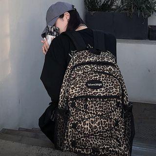 Leopard Zip Backpack Leopard - Light Brown - One Size