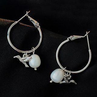 Freshwater Pearl Alloy Dangle Earring 1 Pari - 1877 - Faux Pearl - Silver - One Size