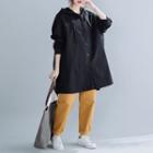 Long-sleeve Plain Hodded Shirt Black - One Size