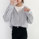 Mock Two Piece Striped Oversize Shirt