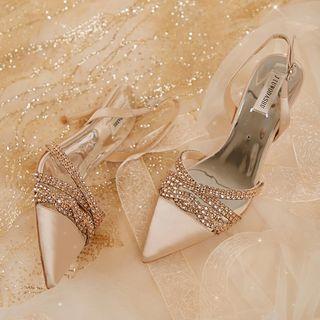 Rhinestone Stiletto Heel Slingback Sandals