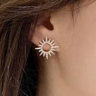 Rhinestone Sun Earring 1 Pair - 925 Silver - One Size