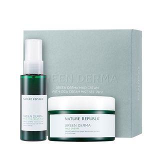 Nature Republic - Green Derma Mild Cream With Cica Cream Mist Special Set Ver.2 2 Pcs