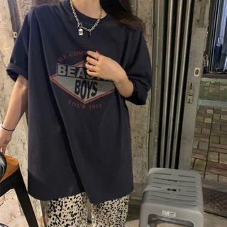 3/4-sleeve Printed T-shirt / Leopard Print Pants