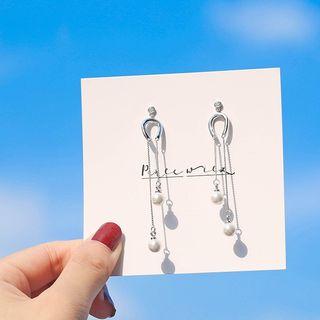 Faux Pearl Drop Earring Silver - One Size