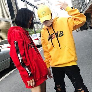 Long-sleeved Lettering Loose-fit Hooded Sweatshirt