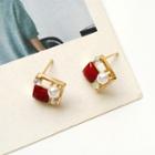 Faux Pearl Resin Square Earring