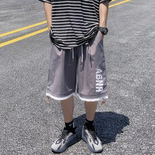 Lettering Straight Leg Sweatshorts / Set Of 2