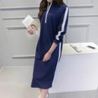 Zip Panel Long-sleeve Dress