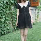 Lace Collar Short-sleeve A-line Dress