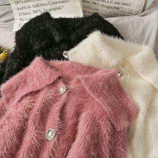 Collared Button-down Furry Jacket