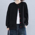 Heart Buttoned Jacket Black - One Size