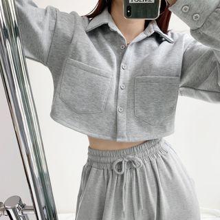 Button-down Cropped Polo Top