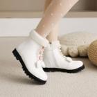 Faux Shearling Trim Bow Short Boots