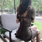 Set: Plaid Open Back Short-sleeve Top + Slim-fit Skirt