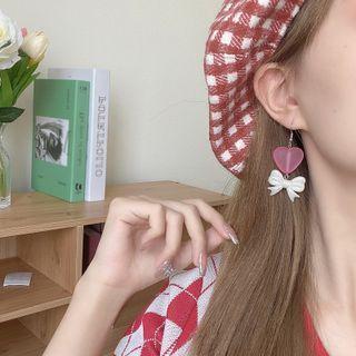Asymmetrical Unicorn Bow Heart Drop Earring / Clip-on Earring