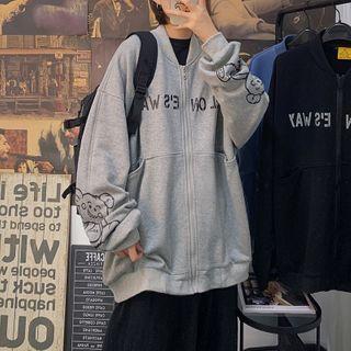Letter Print Zipped Jacket