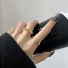 Set: Faux Pearl Chain Ring + Alloy Ring Ring - One Size