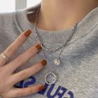 Hoop Pendant Layered Stainless Steel Necklace Necklace - Layered - Silver - One Size