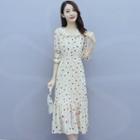 Peter Pan-collar Dotted Chiffon A-line Mermaid Dress