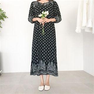 Tasseled Paisley Maxi Dress With Sash
