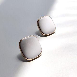 Button Ear Stud 1 Pair - 925 Silver - White - One Size