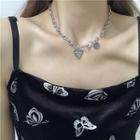 Heart Pendant Alloy Choker 2134 - Necklace - Silver - One Size