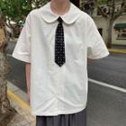 Neck Tie Short-sleeve Shirt As Shown In Figure - One Size