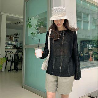 Sheer Pointelle Knit Top