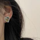 Heart Rhinestone Faux Crystal Alloy Earring 1 Pair - Gold & White & Yellow - One Size