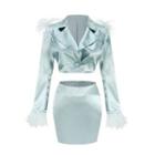 Set: Fluffy Cropped Blazer + Mini Skirt