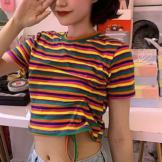 Cropped Rainbow Block T-shirt