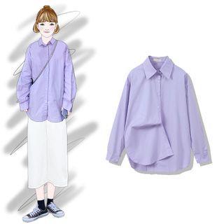 Plain Shirt Purplish Blue - One Size