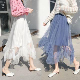 Asymmetrical A-line Midi Mesh Skirt