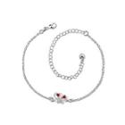 Fashion Simple Butterfly Red Cubic Zircon Anklet Silver - One Size