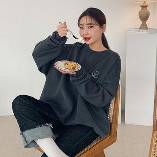 Smile-embroidery Oversize Sweatshirt