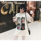 3/4-sleeve Tiger Printed T-shirt