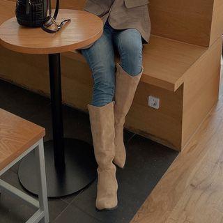 Fleece-lined Faux-suede Tall Boots