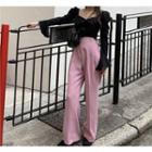 Ruffle-trim Blouse / High Rise Wide-leg Pants