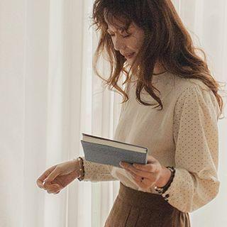 Dotted Corduroy-panel Blouse