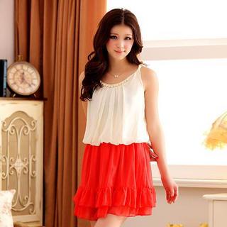 Two-tone Beaded Sleeveless Dress