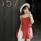 Set: Sleeveless Top + High-waist Shorts