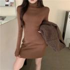 Turtle-neck Knit Sweater Dress