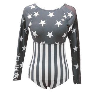 Long-sleeve Star Print Paneled Swimsuit