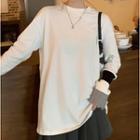 Long-sleeve Knit Trim T-shirt