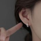 Layered Rhinestone Sterling Silver Hoop Earring